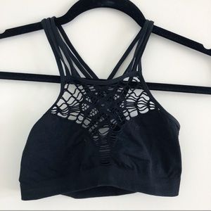 Victoria's Secret Tops - VS cut out bralette floral braided crop top black Victoria's Secret Tops - VS cut out bralette floral braided crop top black
